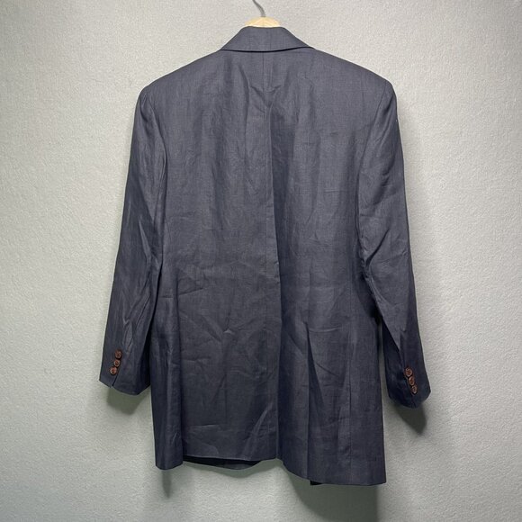 Vtg Courtenay Womens Navy Blue Linen Blazer Size 6 Single-Button Lightweight - Picture 4 of 6